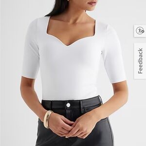 Express Body Contour Sweetheart Neckline Tee sweetheart neckline short sleeve